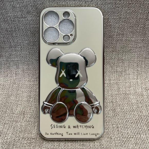 Electroplate Silver Violent Bear in White Background iPhone Case - Picture 6 of 11